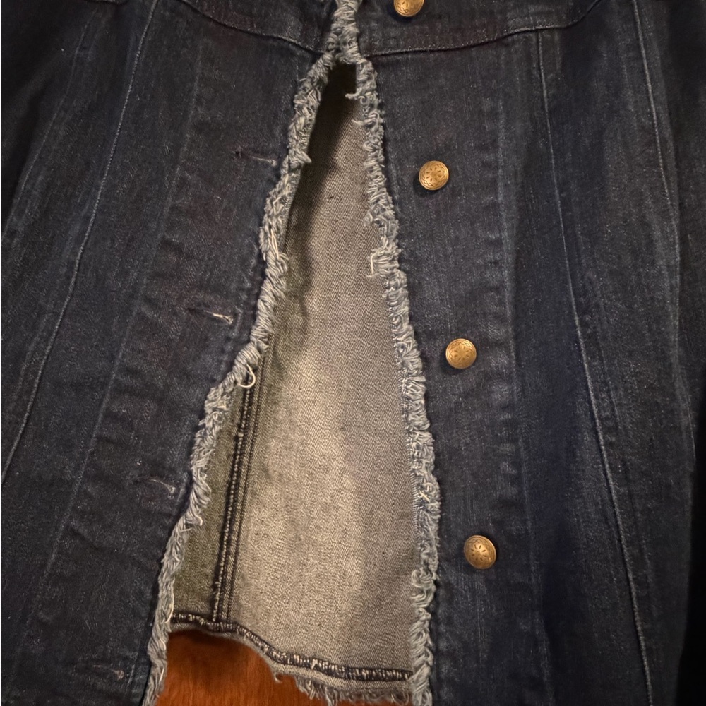 Coldwater Creek Dark Blue Frayed Denim Jacket - Picture 5 of 5